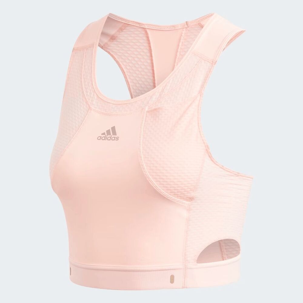 NWOT adidas Womens HEAT.RDY Cropped Running Tank Haze Coral-Size XS - Picture 3 of 7